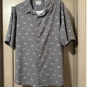 Jachs Men's Charcoal Gray Button Down Shirt Lightweight XL